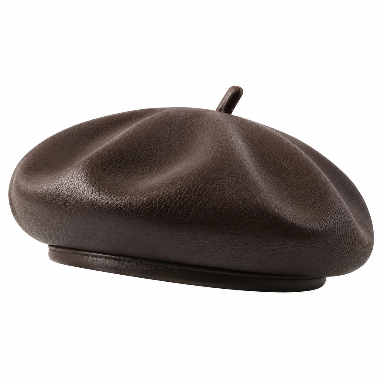 Basco taglia unica effetto pelle marrone stile casual