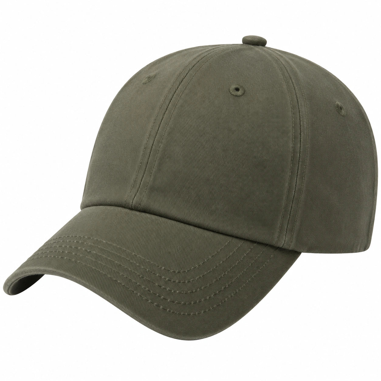 Cappellino da baseball taglia unica in tessuto verde oliva con visiera curva