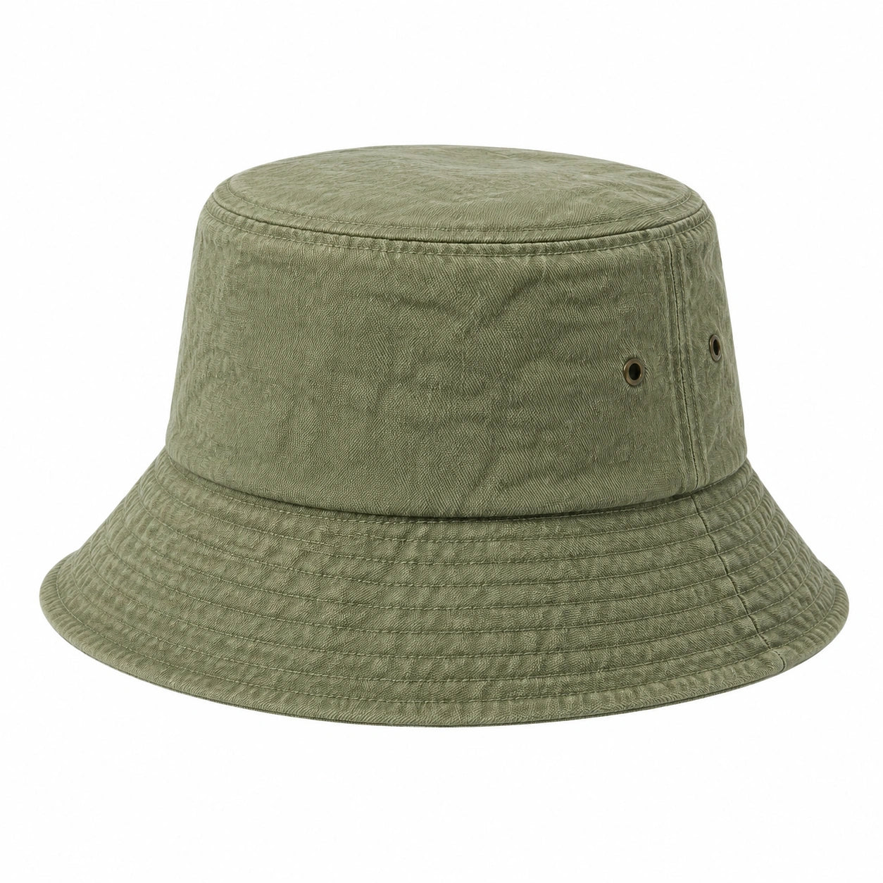 Cappello pescatore taglia unica in tessuto verde oliva con tesa ampia