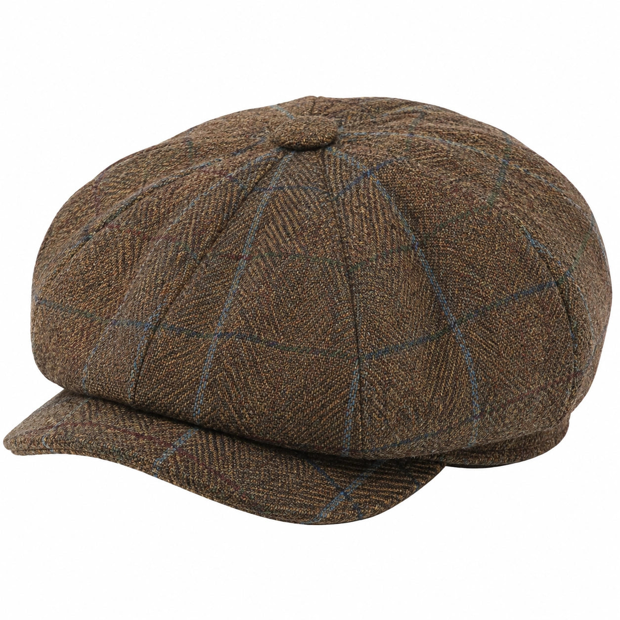 Coppola taglia unica in tessuto effetto tweed marrone a quadri - stile classico