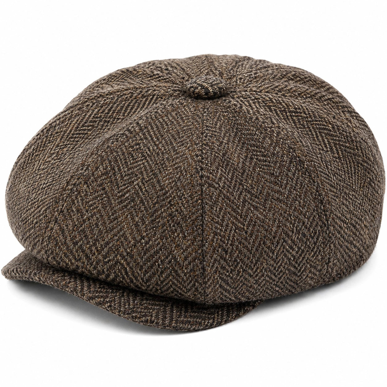 Cappello coppola taglia unica in tessuto marrone a spina di pesce stile classico