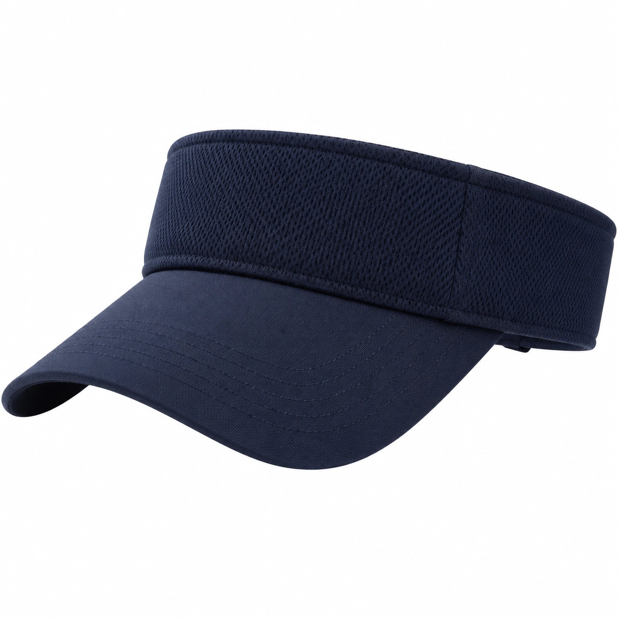 Visiera sportiva taglia unica in tessuto blu navy traspirante con fascia regolabile