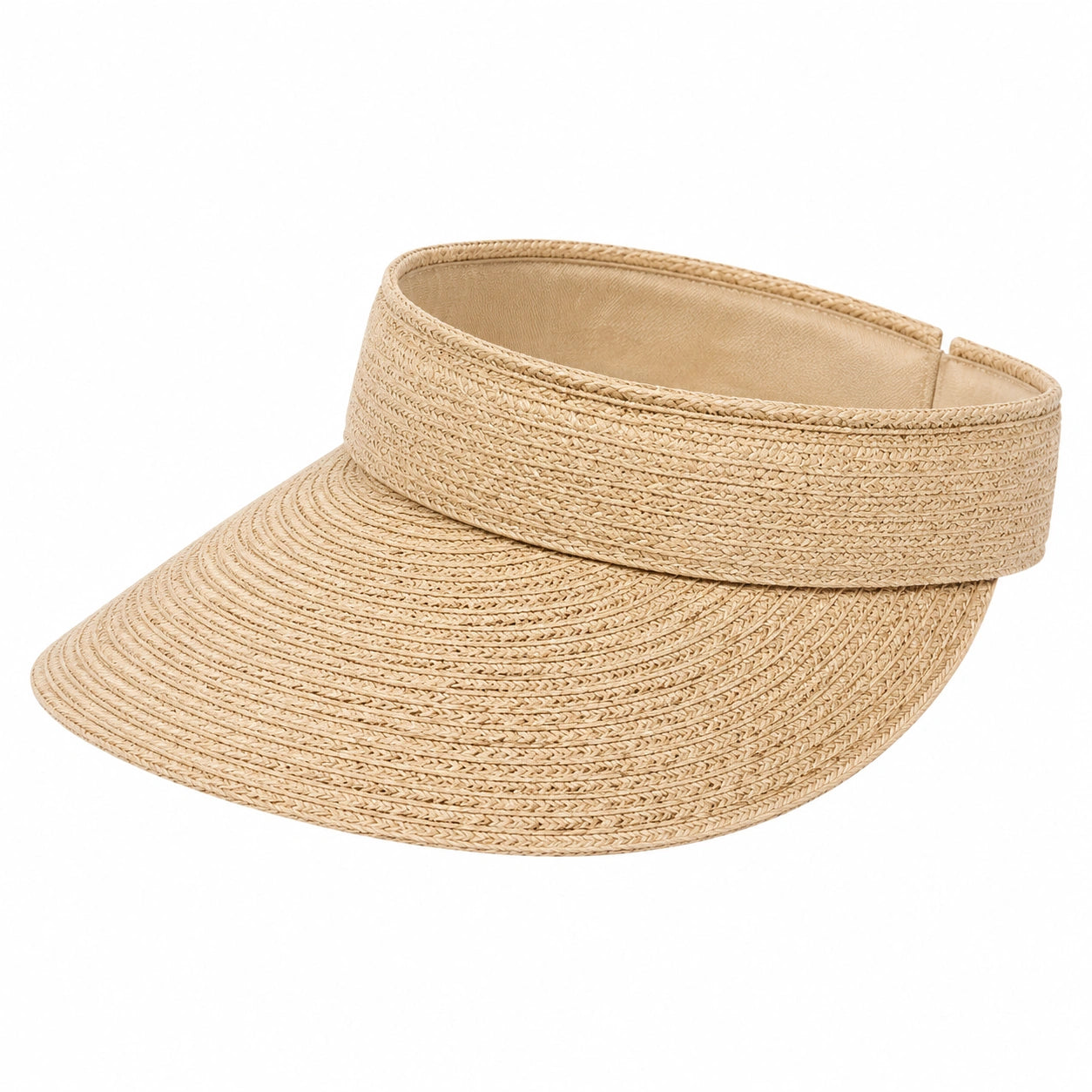 Visiera parasole taglia unica in fibra intrecciata beige - protezione solare regolabile